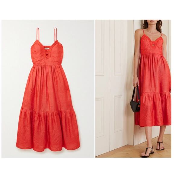 NWOT SEA Roberta Raw Silk Maxi Dress - Size M - Picture 1 of 12